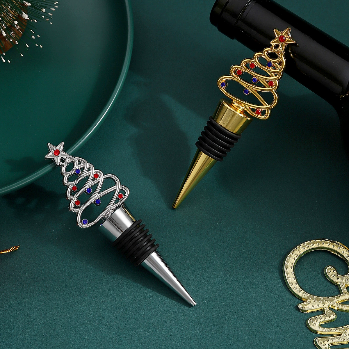 Креативная пробка для вина в виде рождественской елки, из цинкового сплава, для сохранения свежести вина, подарок на рождественские праздники и вечеринки.