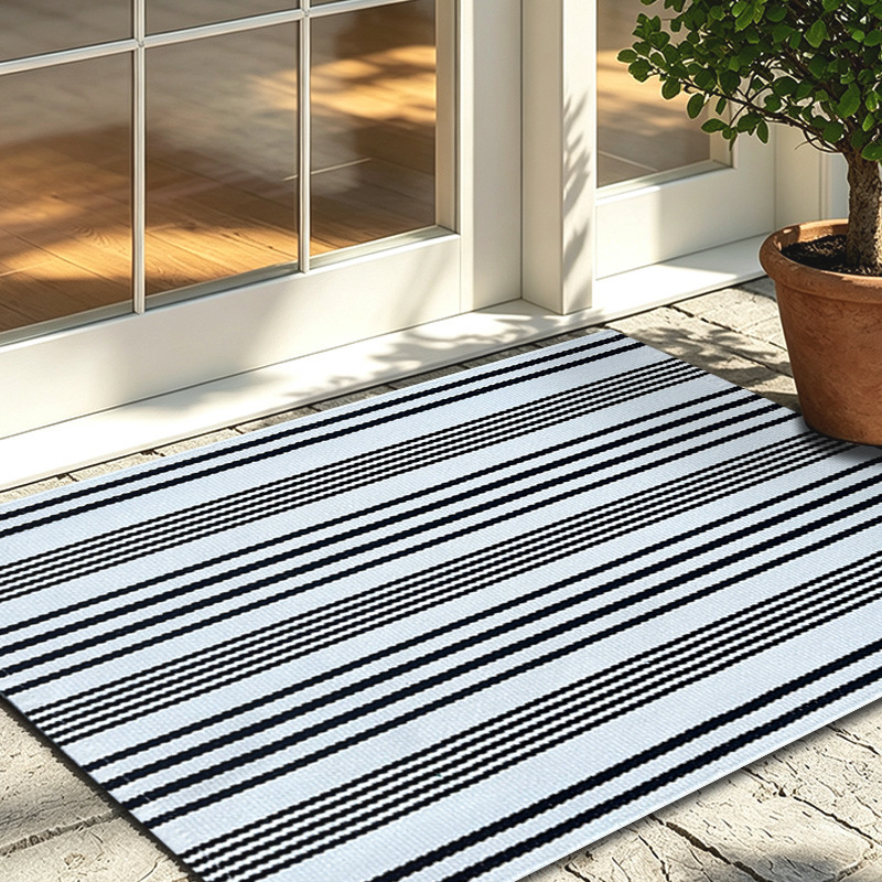 Cross-border cotton thread door mat striped series woven kitchen and bathroom absorbent mat entrance doormat bedroom coffee table mat Cross-border cotton thread door mat striped series woven kitchen and bathroom absorbent mat entrance doormat bedroom coffee table mat