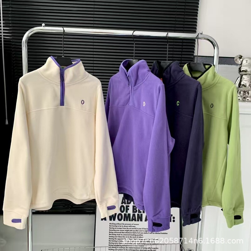 Korean Niche Accessible Luxury Sushu Couple's Autumn and Winter Fleece-Lined Polar Fleece Lightweight Warm Casual Stand-Up Collar Sweatshirt Korean Niche Accessible Luxury Sushu Couple's Autumn and Winter Fleece-Lined Polar Fleece Lightweight Warm Casual Stand-Up Collar Sweatshirt