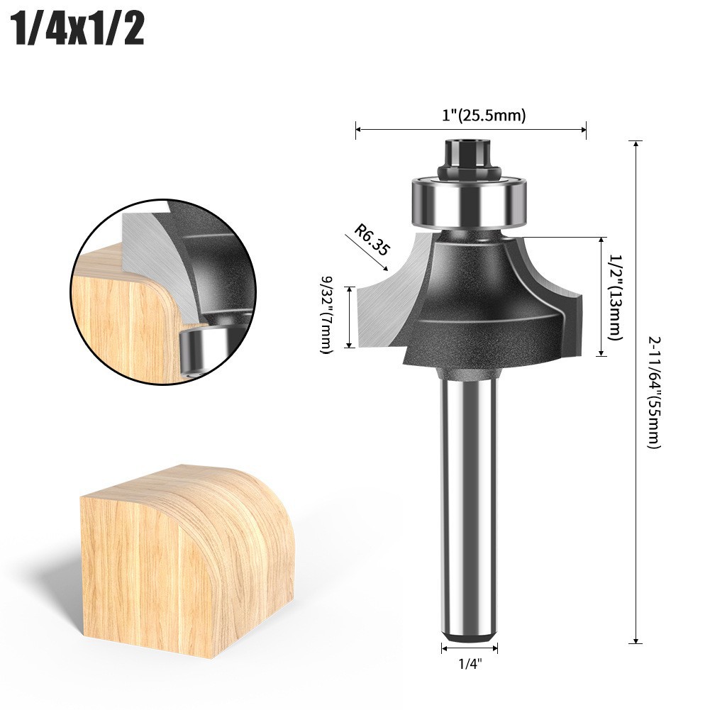 Cuchillo redondo de carpintería de 1/4 mango 1/2 mango Cuchillo redondo de uso común Cuchillo redondo de aleación de alta calidad Cabeza de corte