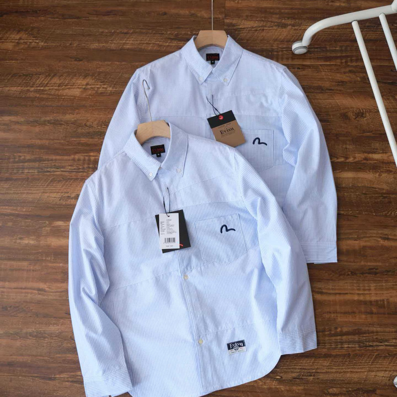 EVISU 2026 Autumn New Collection: Men's Seagull Logo Printed Striped Shirt Jacket, Fashionable and Versatile EVISU 2026 Autumn New Collection: Men's Seagull Logo Printed Striped Shirt Jacket, Fashionable and Versatile
