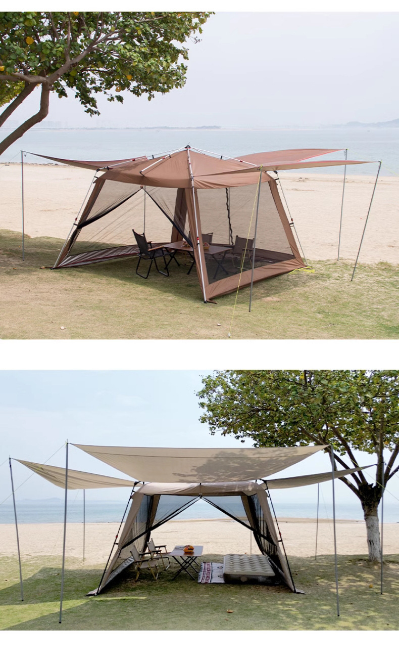 Automatic Tent Outdoor Aluminum Alloy Folding Portable Camping Black Glue Mosquito Net Mosquito-Proof Camping Canopy