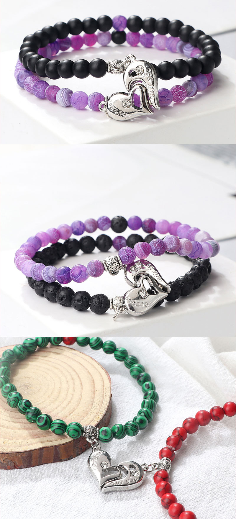 Creative water drop stacking magnetic buckle bracelet cute three dimensional pendant bracelet pearl pattern water drop men and women set jewelry_voghion.com