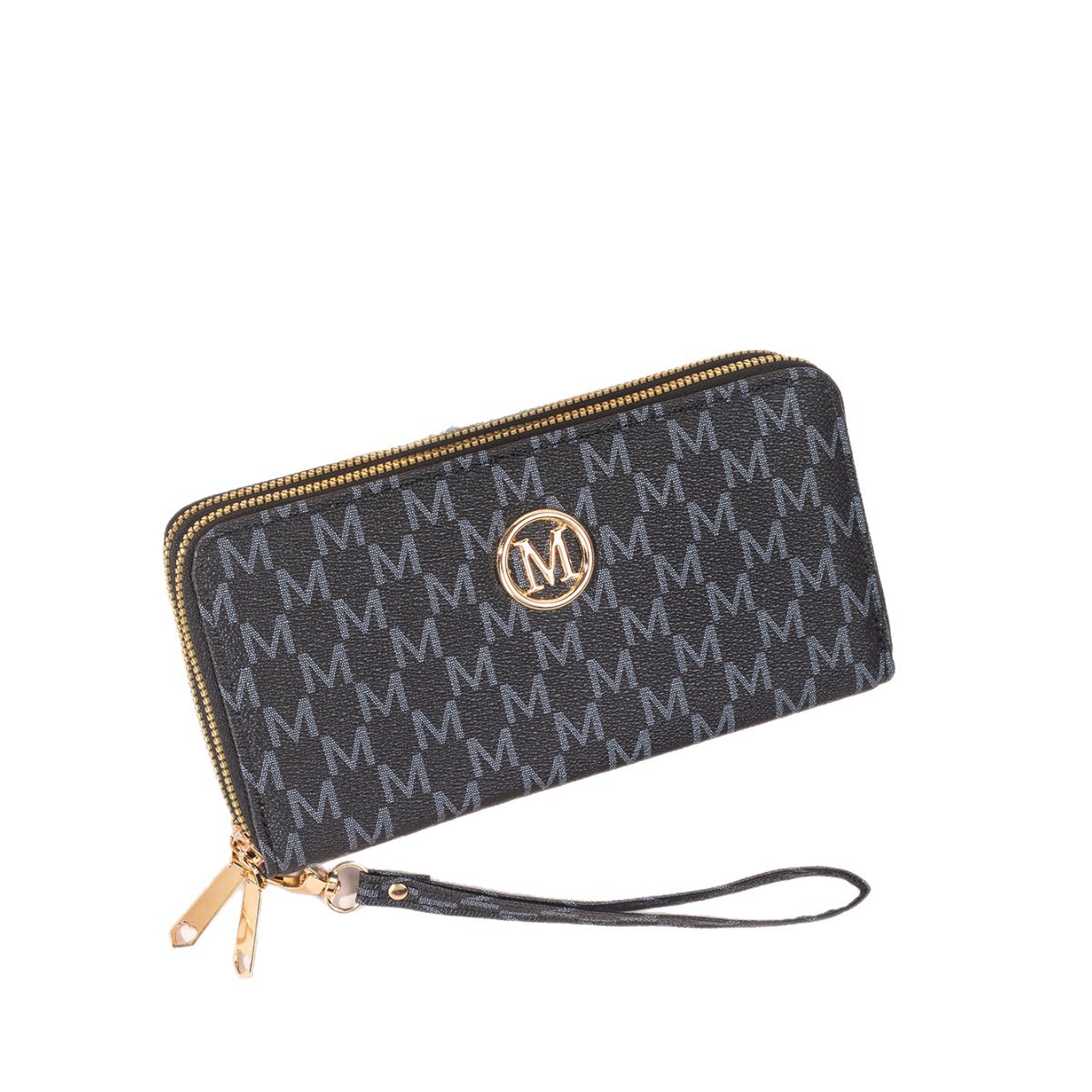 Nueva moda damas billetera larga de doble cremallera nueva impresión bolso de mano multi-tarjeta de gran capacidad compartimiento cremallera
