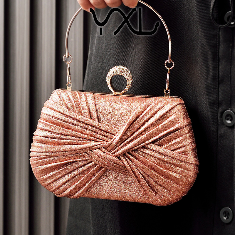 Nuevo cross-border Auchan moda bolsa de cena, bolsa de fiesta de arco, bolsa de vestido de noche de damas, bolsa de novia roja