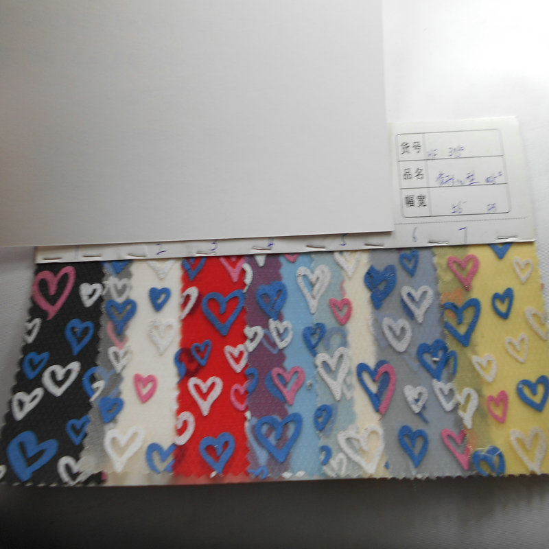 新款现货尼龙菱形网眼布印花爱心 压胶印桃心花时装鞋包工艺面料