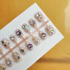 30片手工穿戴美甲多肉滿鑽高級感重工滿鑽可拆卸成品美甲貼片