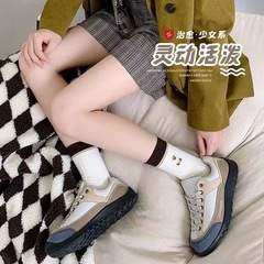 Korean style brown socks for women mid-calf autumn and winter ins forest sweet striped bear versatile girls student socks wholesale