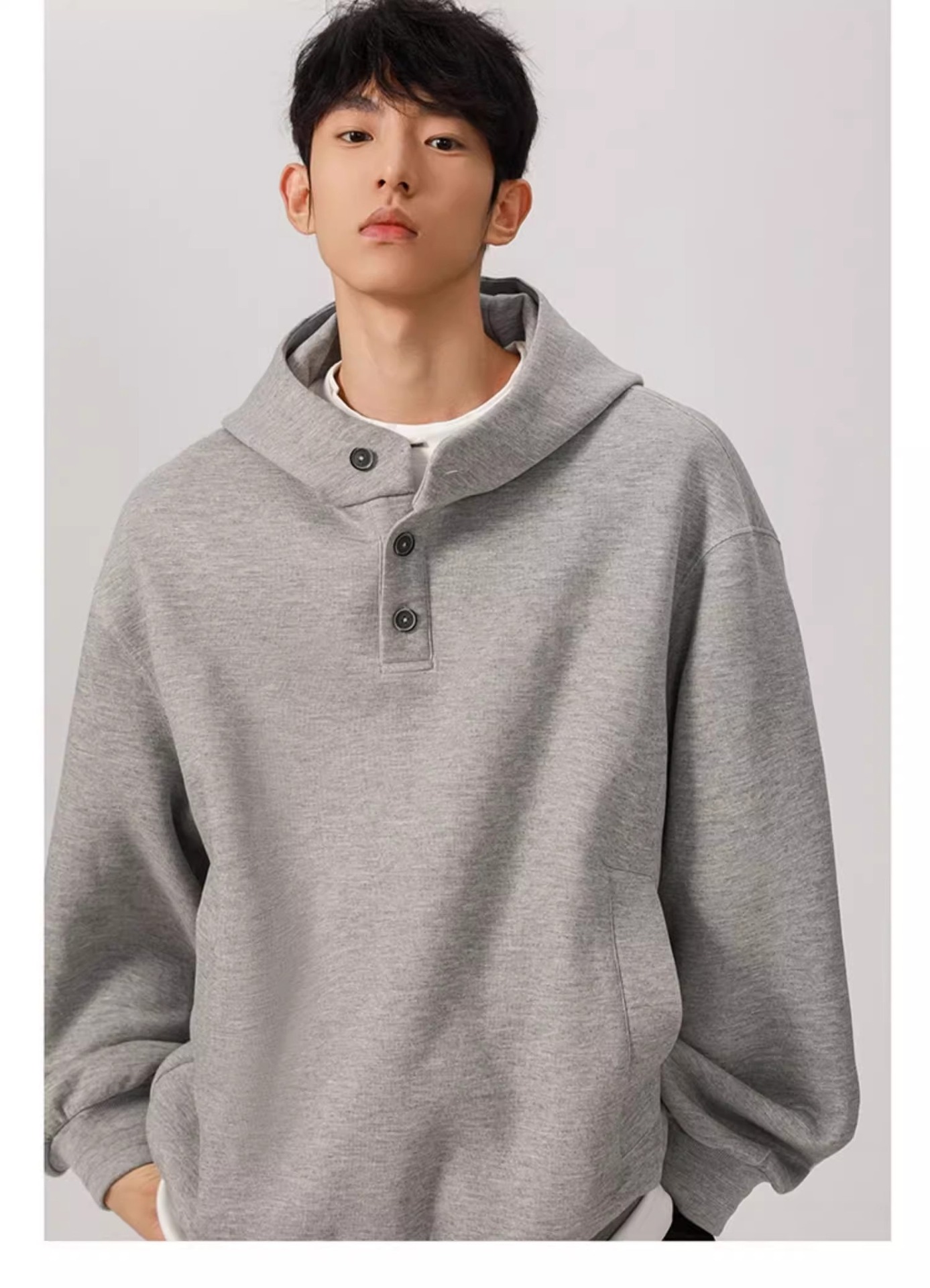 Felpa con cappuccio unisex in stile Hong Kong – Stile streetwear oversize con bottoni (M-3XL, 2 colori)_voghion.com