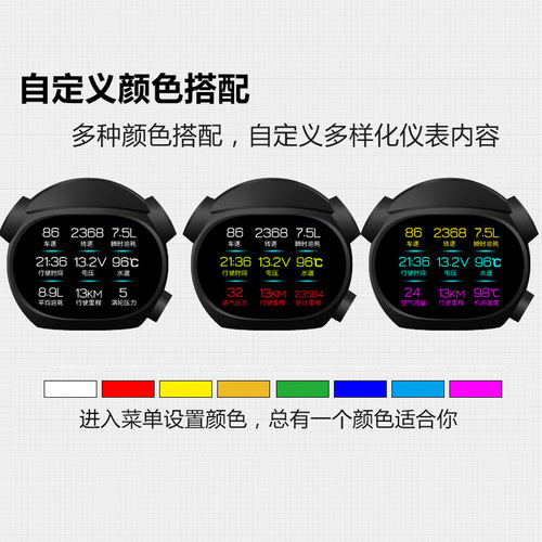Car OBD Head-Up Display HUD Multi-function Modified Universal Vehicle Speed, Turbo, Water Temperature Gauge, RPM, Driving Computer