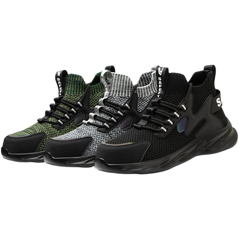 Nuevos zapatos de protección laboral transpirables para hombres, zapatos de trabajo antiaplastamiento y antipinchazos para todas las estaciones, zapatos de seguridad ligeros con punta de acero para protección transfronteriza