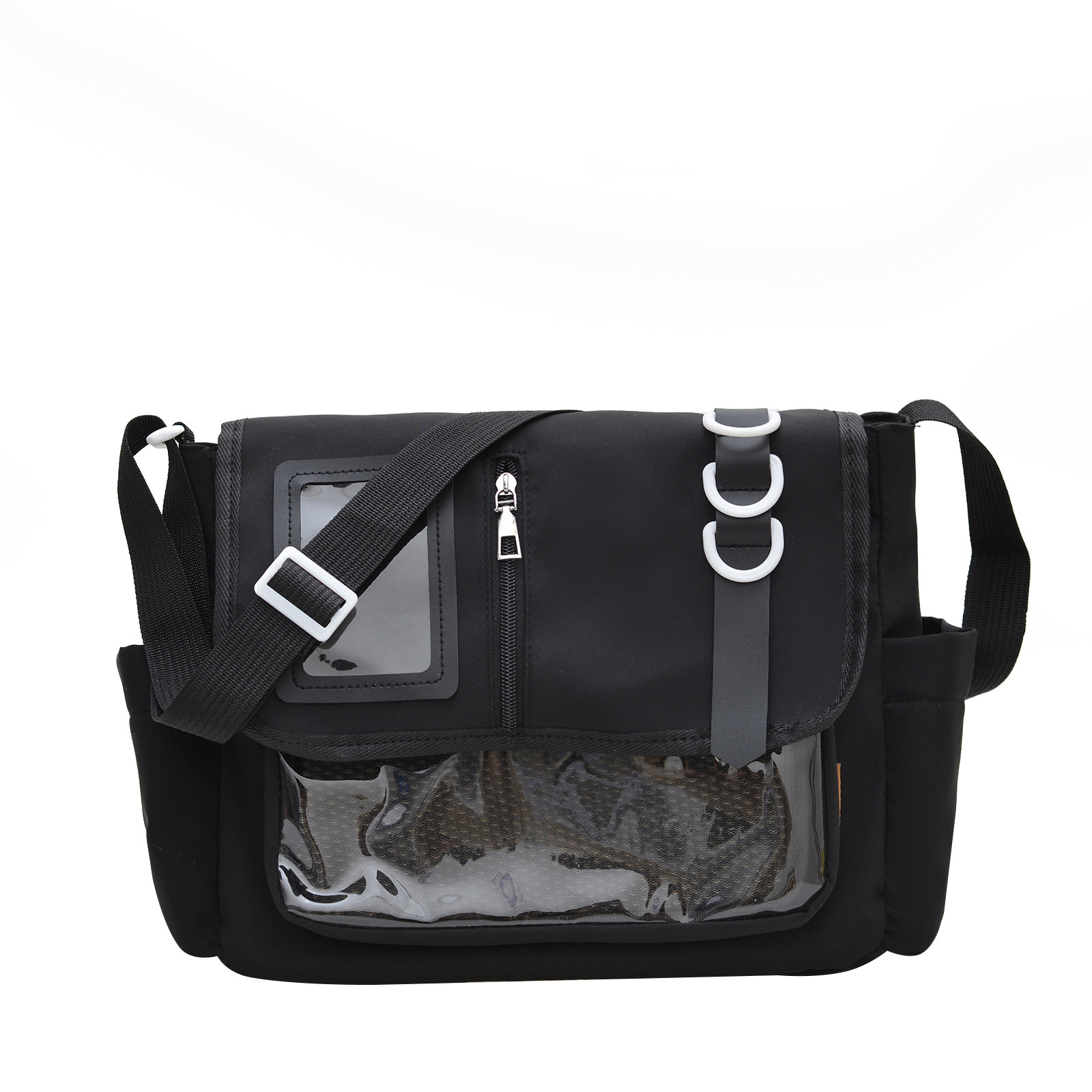 Bolso de tela de nailon japonés, diseño de estilo universitario, bolso de hombro de costura informal, bolso de dolor transparente ligero, bolso de mensajero, marea