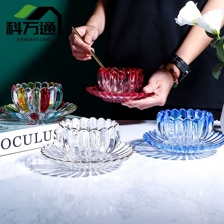 Creative European-Style Painted Household Glass Bowls and Dishes Set Chrysanthemum Salad Bowl Lotus Colorfuled Dessert Bowl Bird's Nest Bowl Creative European-Style Painted Household Glass Bowls and Dishes Set Chrysanthemum Salad Bowl Lotus Colorfuled Dessert Bowl Bird's Nest Bowl