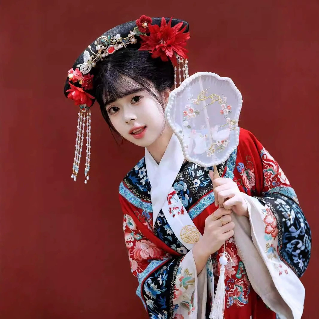 南雅集  年轻贵妃清代女装清朝氅衣旗装旗女印花中国风宫廷风汉服