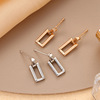 Small silver needle, metal minimalistic earrings, silver 925 sample, Japanese and Korean, simple and elegant design