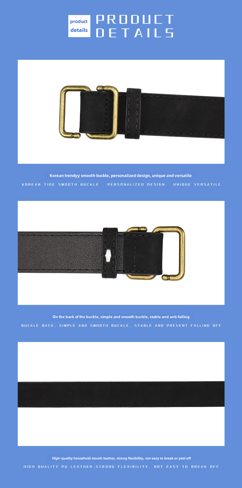Trendy Belt Men's ins style simple Joker personality pants belt Korean Student Non-porous design factory wholesale_voghion.com