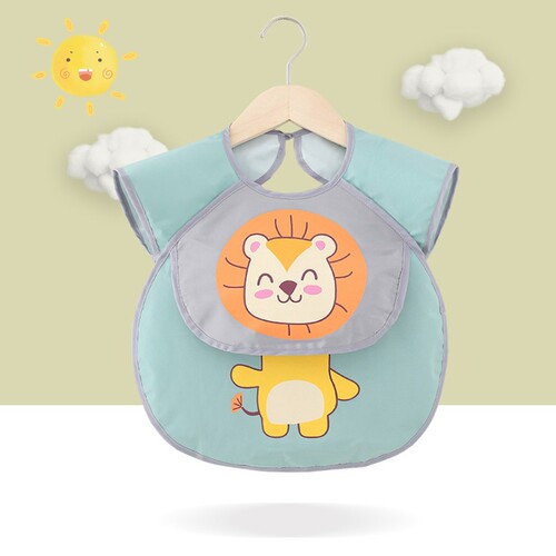 Baby eating bibs, children's smocks, waterproof, anti-dirty outer wear, short-sleeved, reverse-wearing, boys and girls, aprons and rice pockets