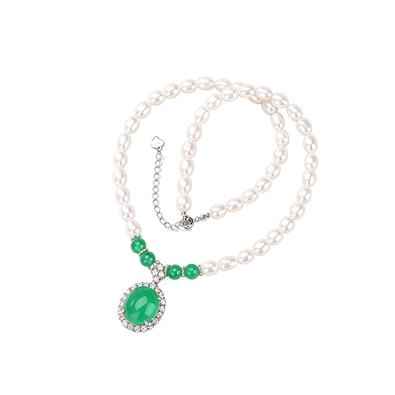 Vòng cổ ngọc trai nước ngọt tự nhiên bạc S925 mạ vàng – set dây chuyền tặng mẹ — Bộ chuỗi
