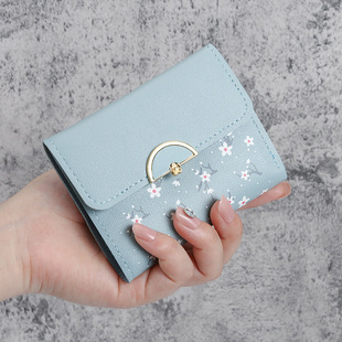 2022 New Arrival Small Wallet Women's Short Korean Style Fashionable Folding Distinctive Student Cute Mini Fashion Coin Purse Wallet Wallet