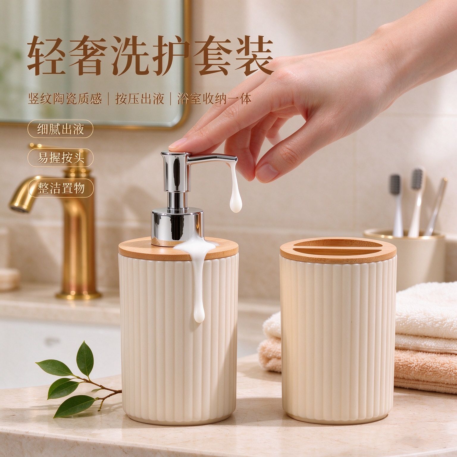 Juego de Accesorios de Baño de 2 Piezas, Plástico, Textura Rayada, para Baño