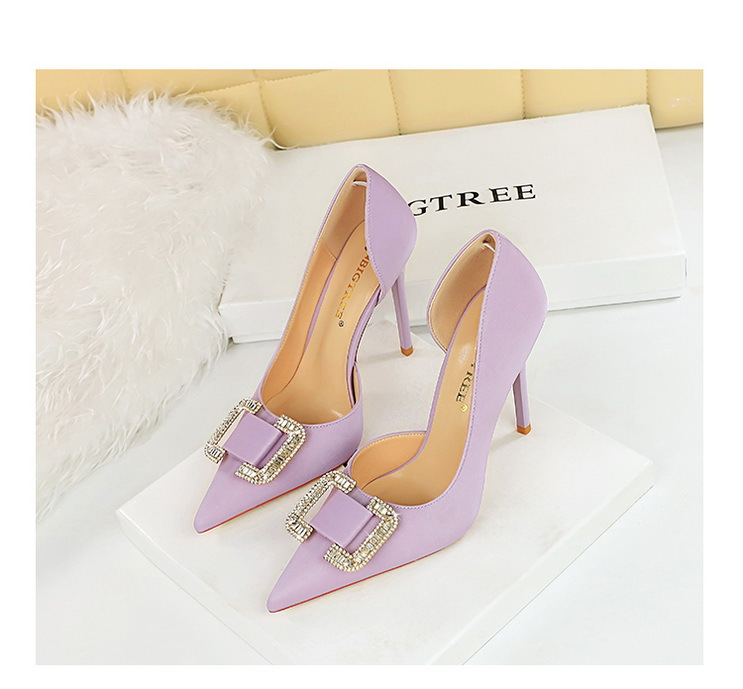 Slim side hollowed-out high heels for women slim heels super high heels rhinestone buckle single shoes_voghion.com