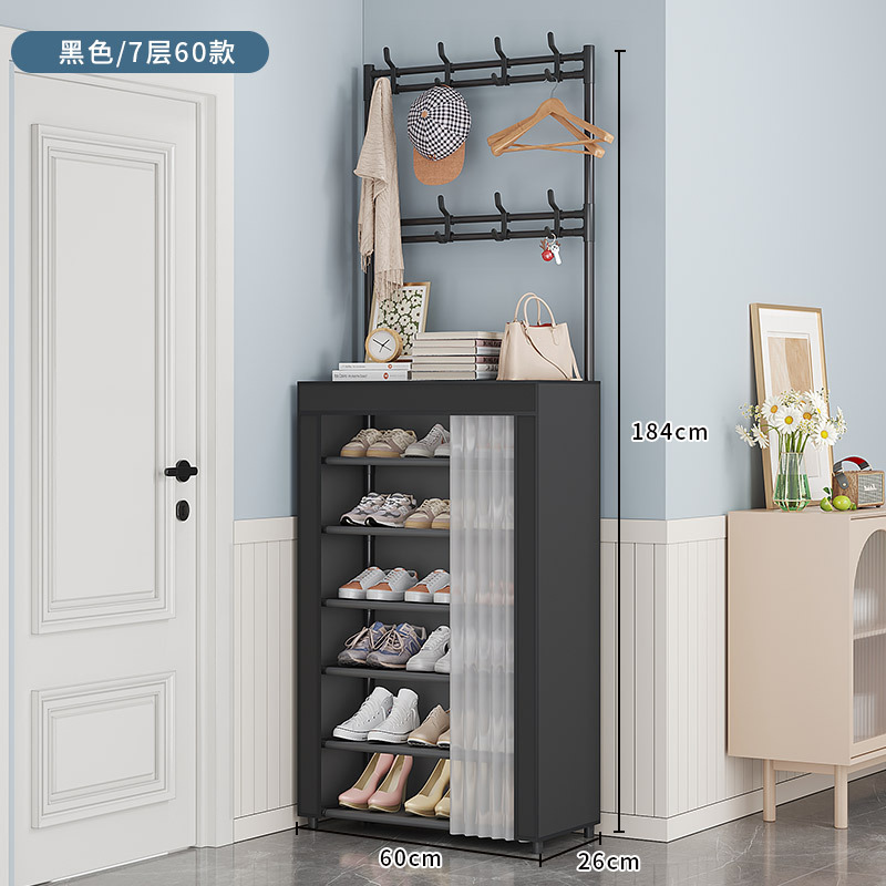 Zapatero a prueba de polvo, estante para zapatos y sombreros de piso para el hogar de varias capas, perchero en la puerta de la sala de estar, estante de almacenamiento de alquiler
