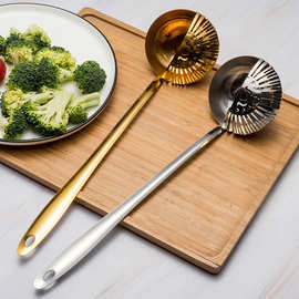 不锈钢创意火锅汤勺漏勺两用勺子餐厅烹饪过滤勺汤壳隔渣勺批发