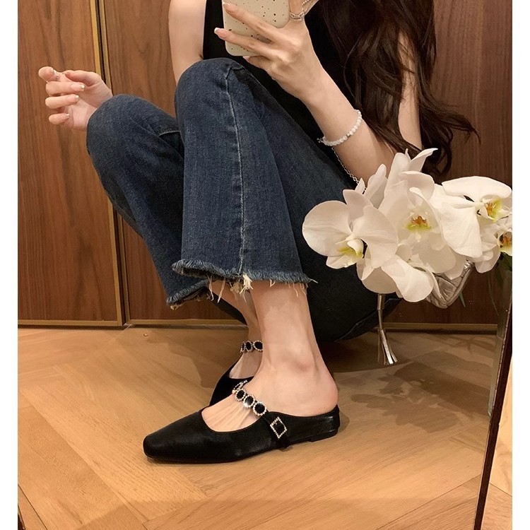 Grape Mom studiolee 4cm de altura interior cabeza cuadrada francesa con boca poco profunda muller todo fósforo media pantuflas mujer