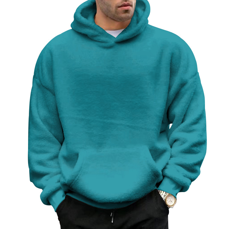 Herren Winter Kapuzenpullover Aus Flanell Mit Lammwolle Gefüttert_voghion.com