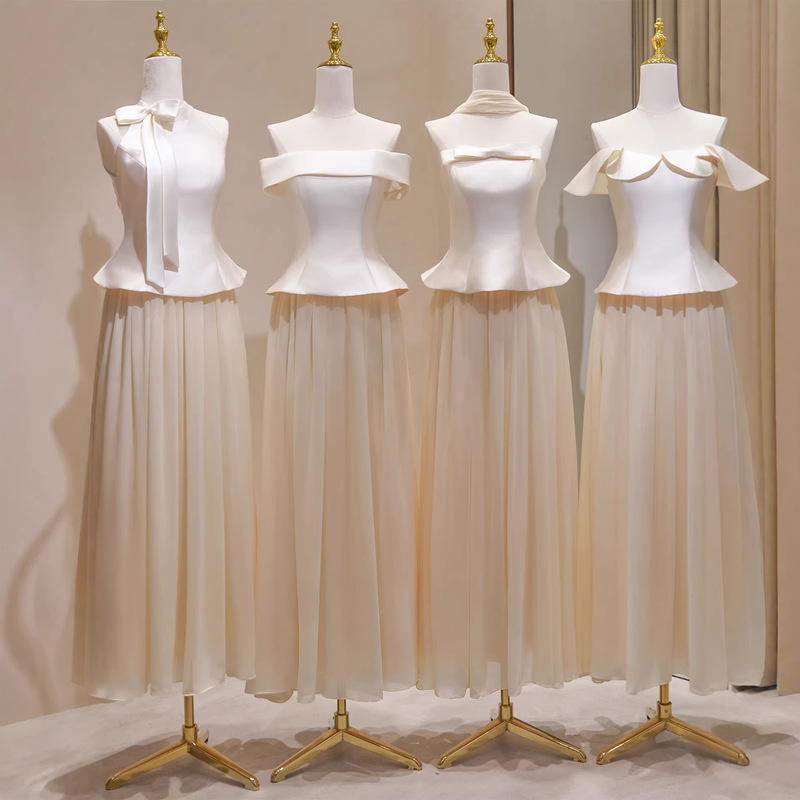Champagne-Colored Bridesmaid Dresses 2026 New Style, Light Luxury and High-End Feel, Sister Group Gowns That Can Be Worn Casually, Unique French Style