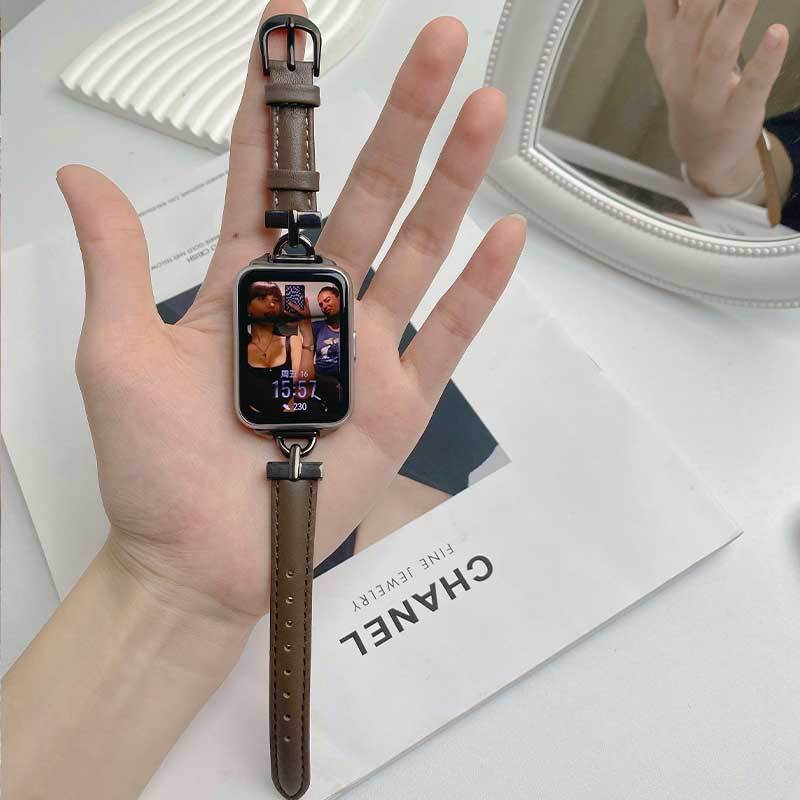 適用華為fit2錶帶智能運動WatchFit皮質環扣手錶帶fit new雅致款