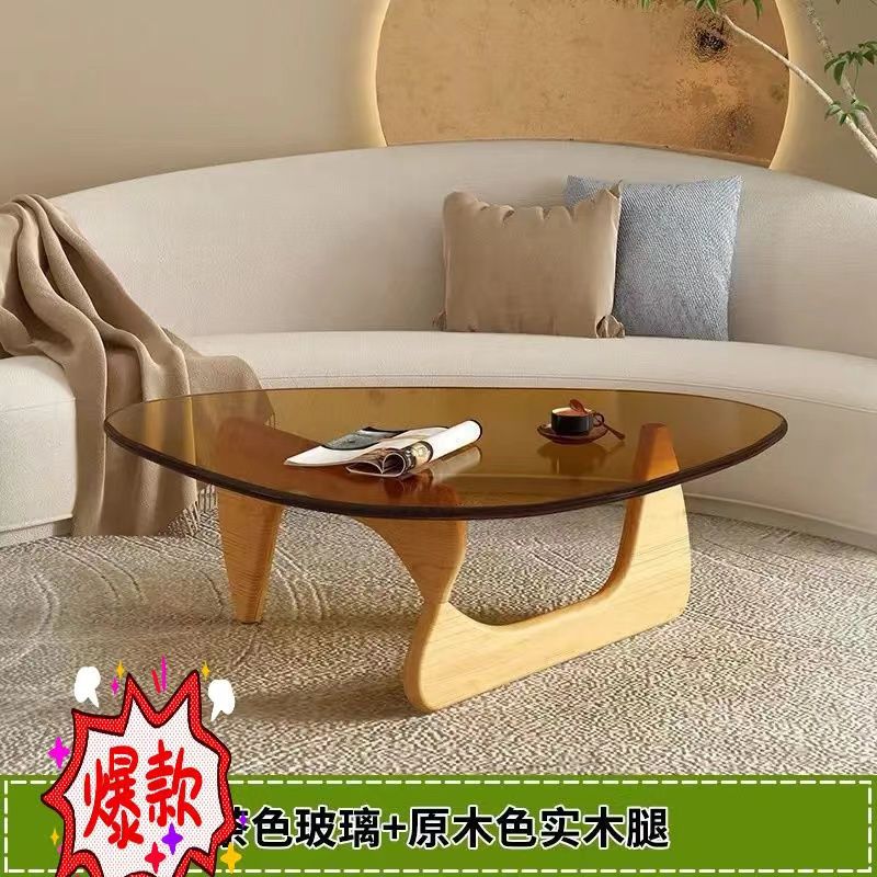 갈색 유리 + 나무색 참나무 다리