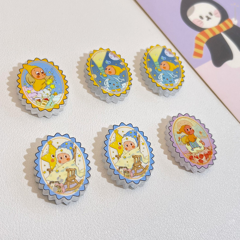 泡泡小呆星亚克力印花散珠串珠diy手机链钥匙扣串珠包挂饰品配件|undefined