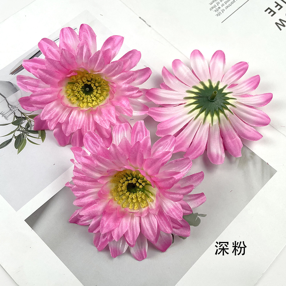 Flores de gerbera brillante DIY pinzas de flores cabeza de flores de fabricación de ropa minoritaria material de decoración de pared