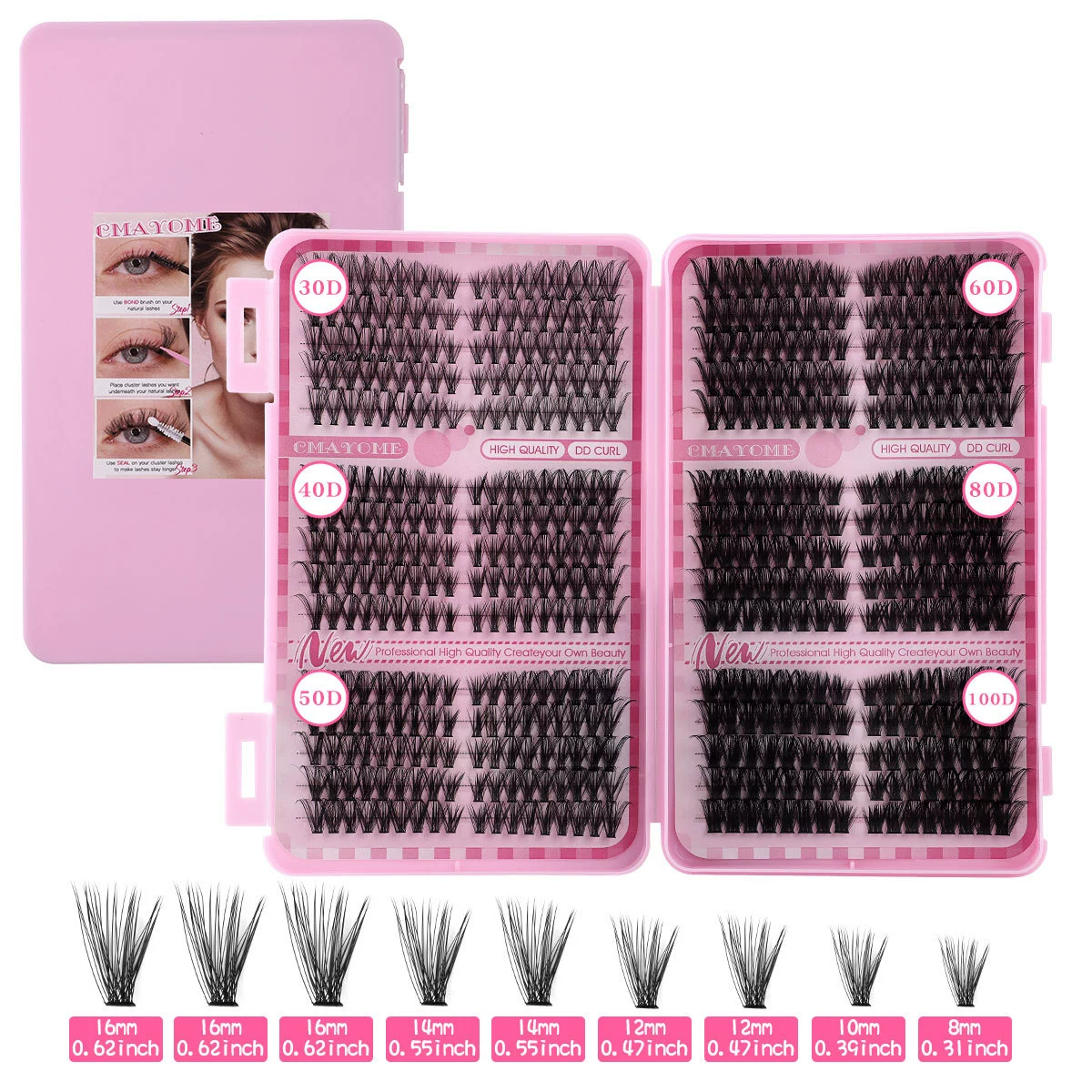 Dense Gradient False Eyelashes, Separate Tufts DIY Set, Everyday Natural Look