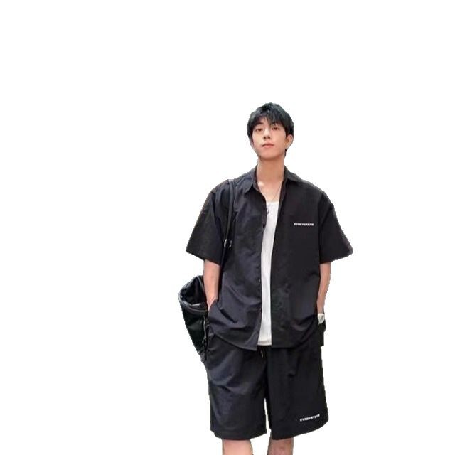 Summer Short-sleeved Shirt suit Men's and Women's High-end Sense Couple's Short-sleeved Shorts Two-piece Fashion Brand Sports Leisure suit