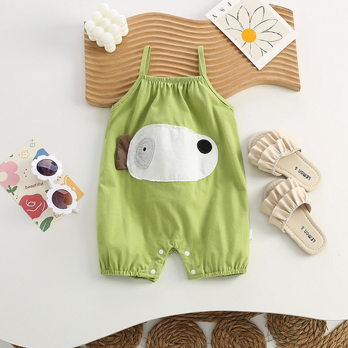 Baby carrier one-piece romper summer thin for boys and girls, cartoon strap super cute, adorable crawling clothes for outdoor wear
