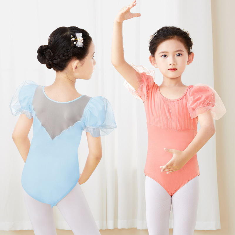 Ropa de baile niños niñas de manga corta verano chino danza burbuja manga práctica ropa de las Niñas Ropa de ballet