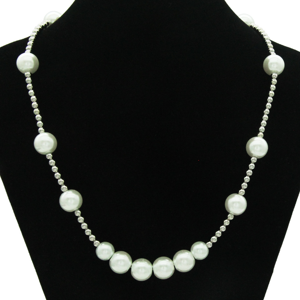 Fashion hip hop metal Cuban necklace thick pearl full diamond alloy necklace