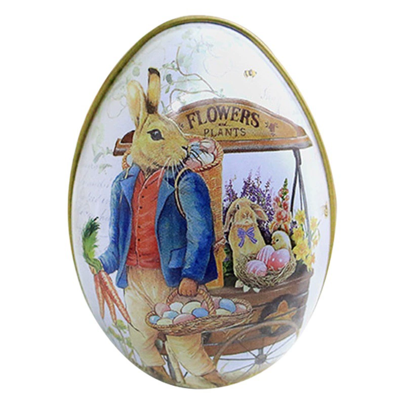 Яйцевидная маленькая жестяная коробочка ZAKKA, коробка для конфет в виде пасхального кролика, маленькая расписная упаковка, милая и забавная.