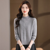 妈妈冬装绞花针织毛衣洋气保暖上衣中老年女秋冬时尚加厚打底衫女，女装针织衫/毛衣，妃慕昵服饰