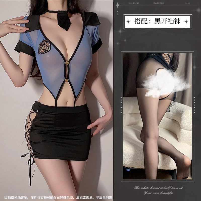 블루 + 블랙 가랑이 없는 양말