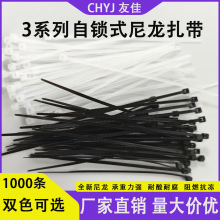 尼龙扎带自锁式国标/非标捆绑白色塑料黑白色每包1000条理线线束