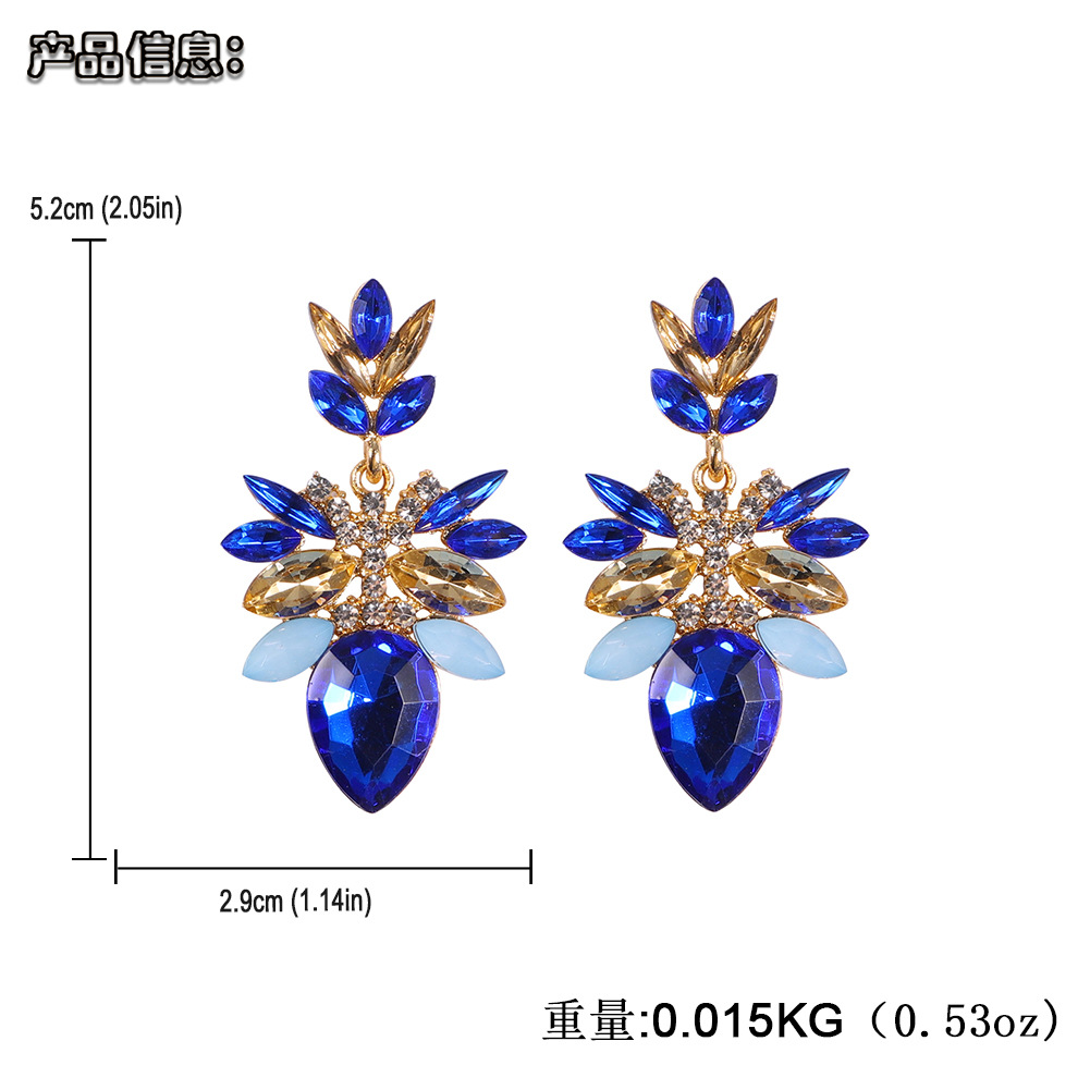 Fashion Alloy Diamond Female Drop-shaped Flower Gemstone Earrings display picture 1