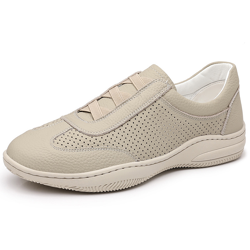 Sandalias de hombre transpirables de verano de piel de vaca de primera capa, zapatos casuales de un pedal para hombre huecos de cuero, zapatos de hombre, zapatos