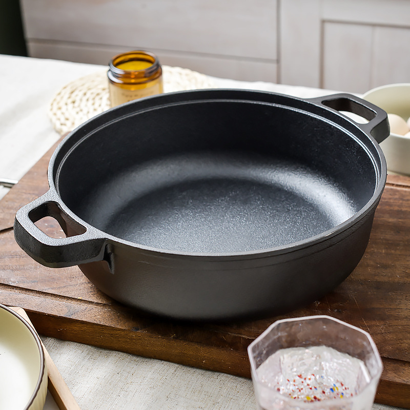 Deepen the use of flat cast iron pan, non-stick pan, water dumpling pan, cast iron crepe pan, induction cooker universal