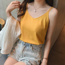 实拍~吊带背心女夏新款韩版V领外穿打底宽松无袖露背显瘦针织上衣