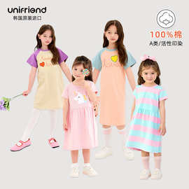 unifriend女童连衣裙夏薄款2025新款儿童卡通洋气公主裙女宝睡裙