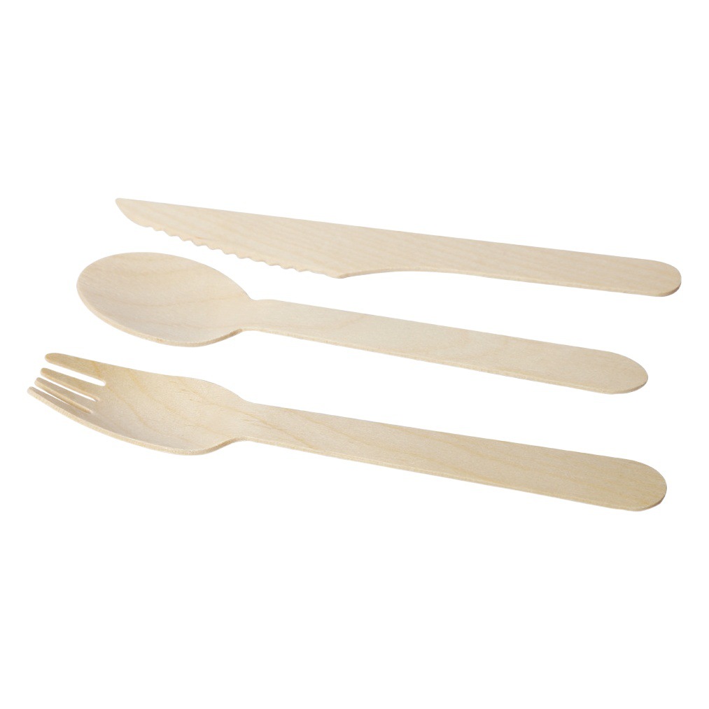 Disposable spoon long handle wooden spoon wooden knife fork spoon dessert cake ice cream spoon degradable Birch tableware