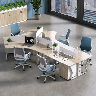 Staff Desk Three-Six-Person Station Desk Office Creative Staff Simple Modern Special-Shaped Table and Chair Combination